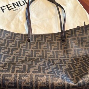 Fendi tote bag Zucca monogram FF canvas brown leather handbag